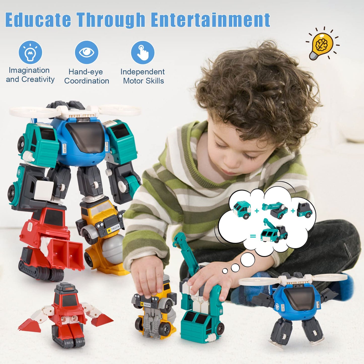 ThinkMax® 4-in-1 Robot Toys Construction Vehicles