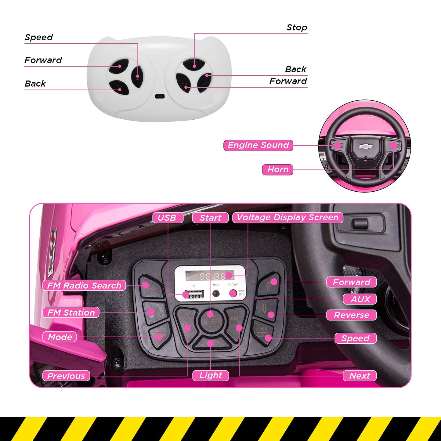 RCtown® 12V Ride On Car Licensed Chevrolet Silverado GMC