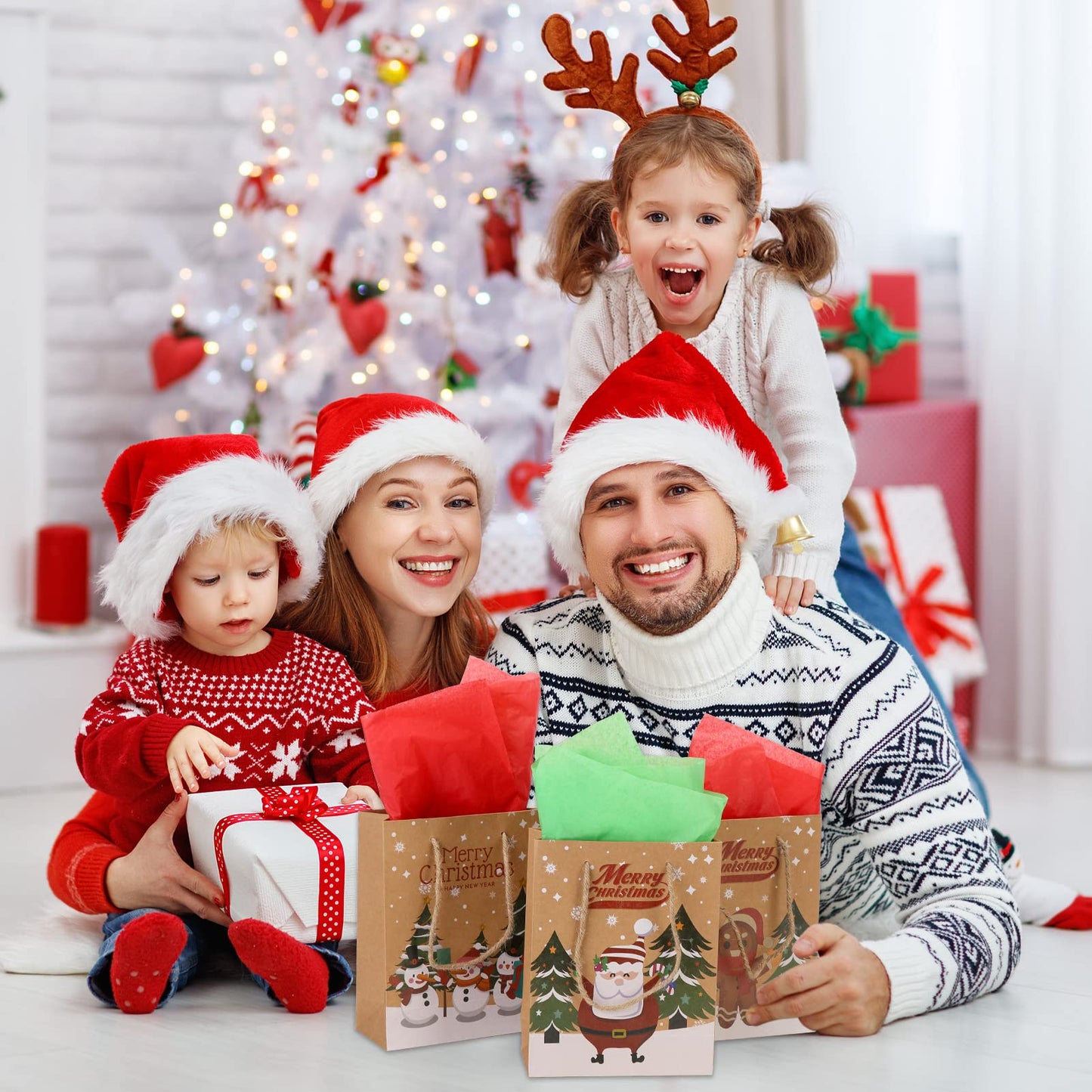 ThinkMax® Christmas Kraft Gift Bags