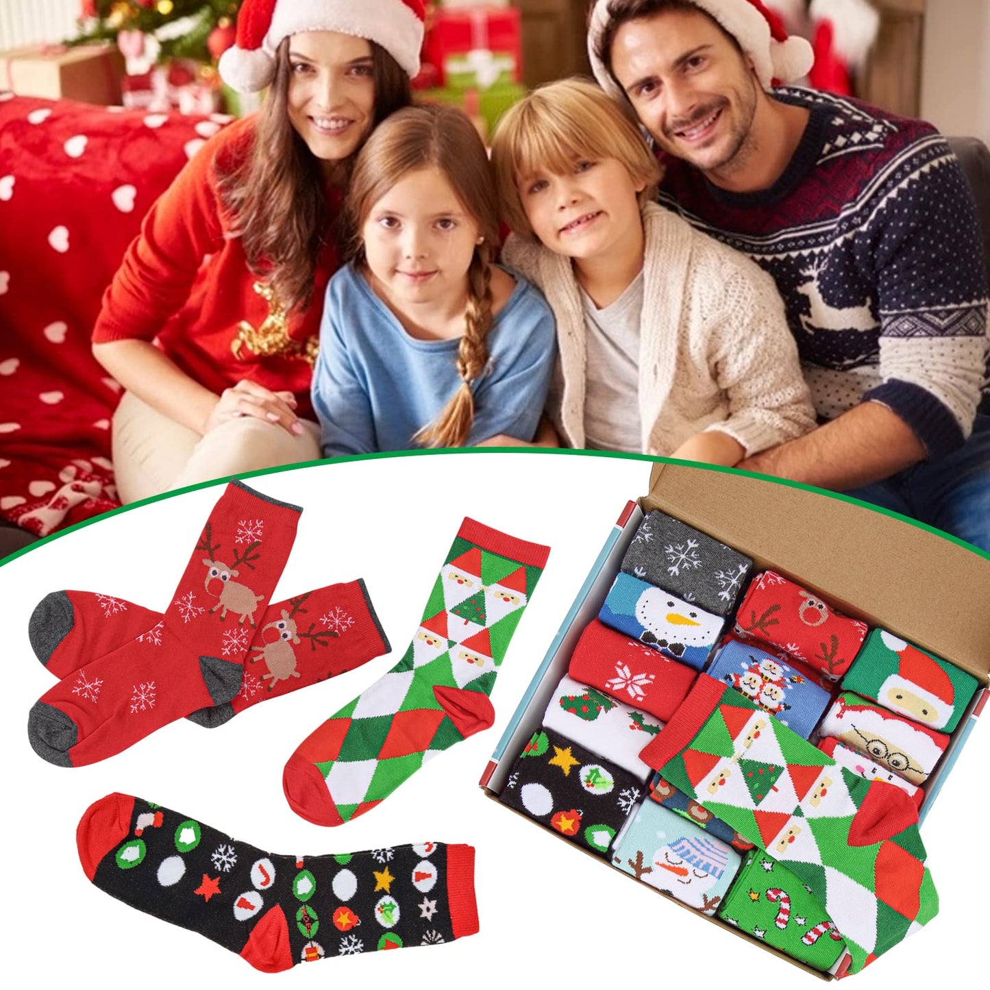 Twister.CK Christmas Santa Socks for All Size